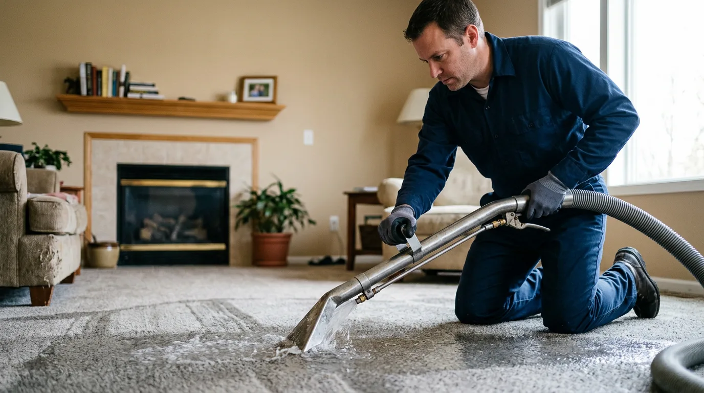 Water damage restoration technician working near Wellington, CO